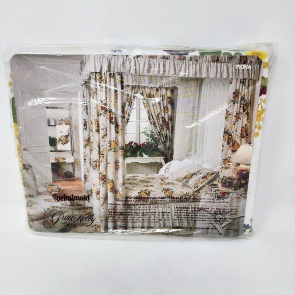 VTG Springmaid Grace Kelly "Fiona" Floral Double Flat Sheet Rare Made In USA New - Picture 2 of 7